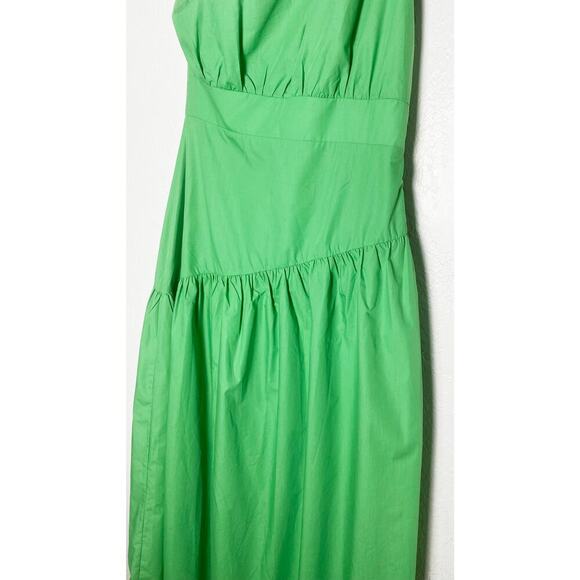 Lalavon Women's Green One Shoulder Tie Dress Midi Tiered Summer Vacation Flowy L - Picture 4 of 11